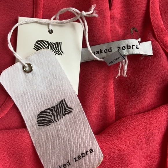 NWT Naked Zebra Racerback Pink Coral Blouse w/Ruffled Front - Picture 4 of 4